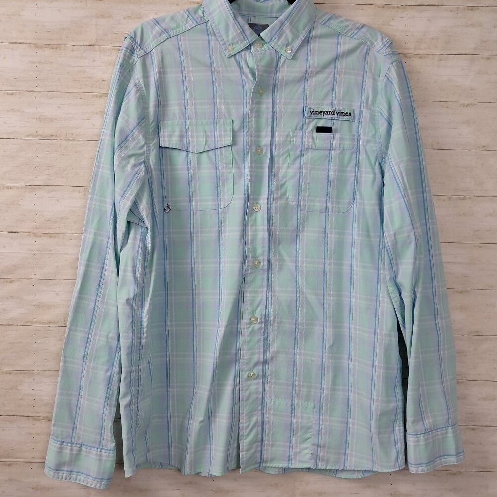 Vineyard Vines Vented Harbor Fishing Shirt Nylon Stretch M
